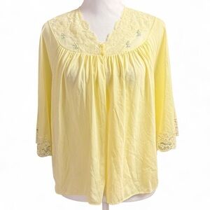 Vintage Shadowline Yellow Lace Trim Blouse